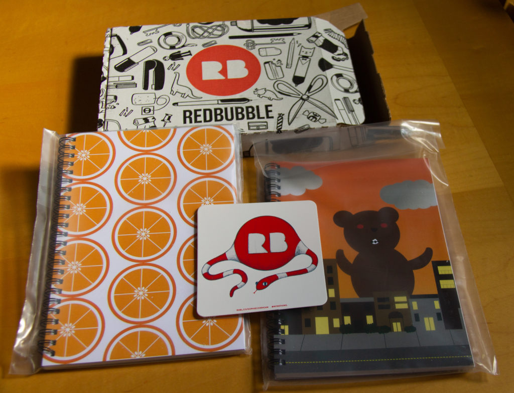 Red Bubble Spiral Notebooks from Valerie's Gallery and Packaging